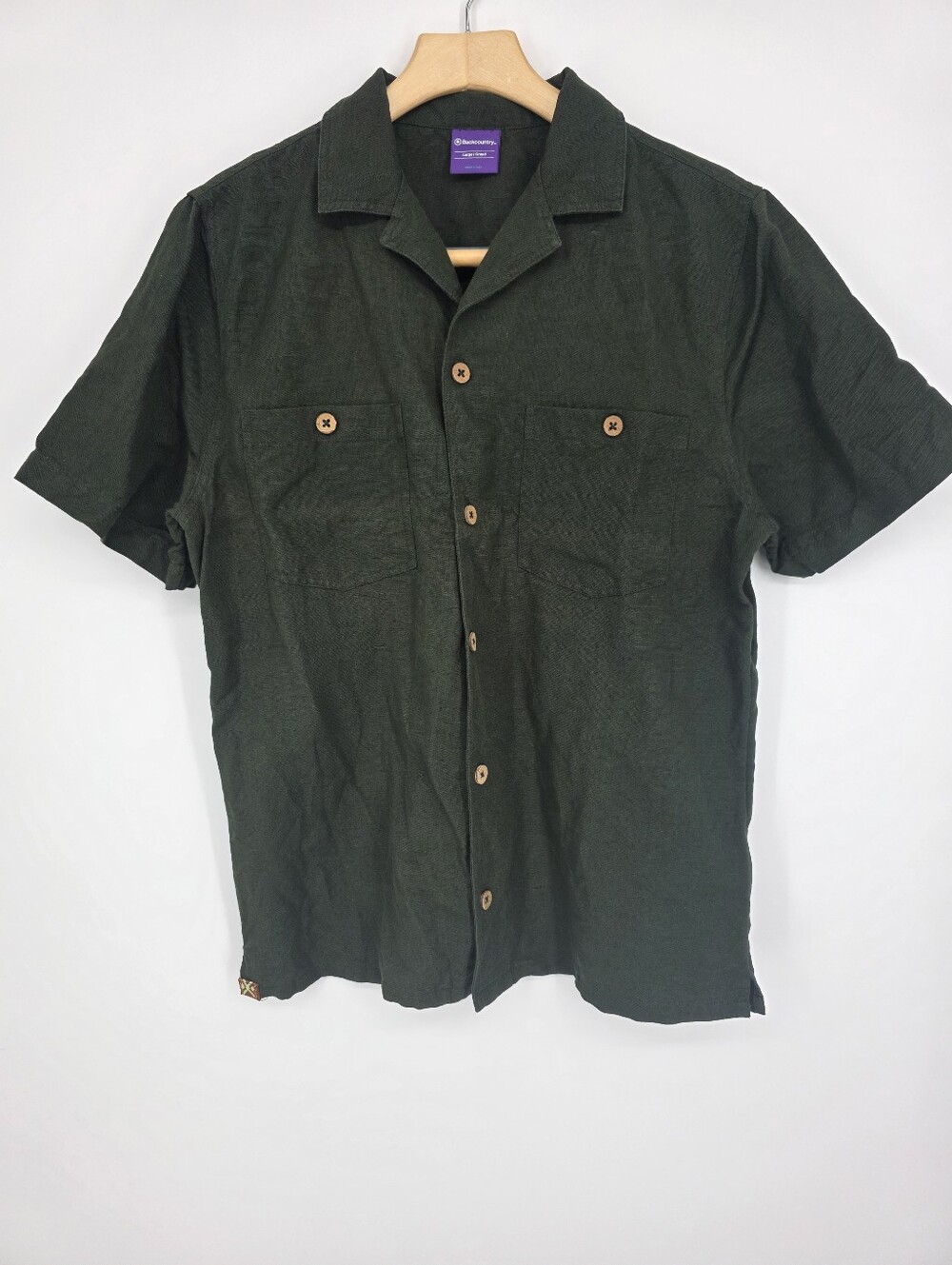 Backcountry Men's Short Sleeve Button-Up Shirt - Large Dark Green.